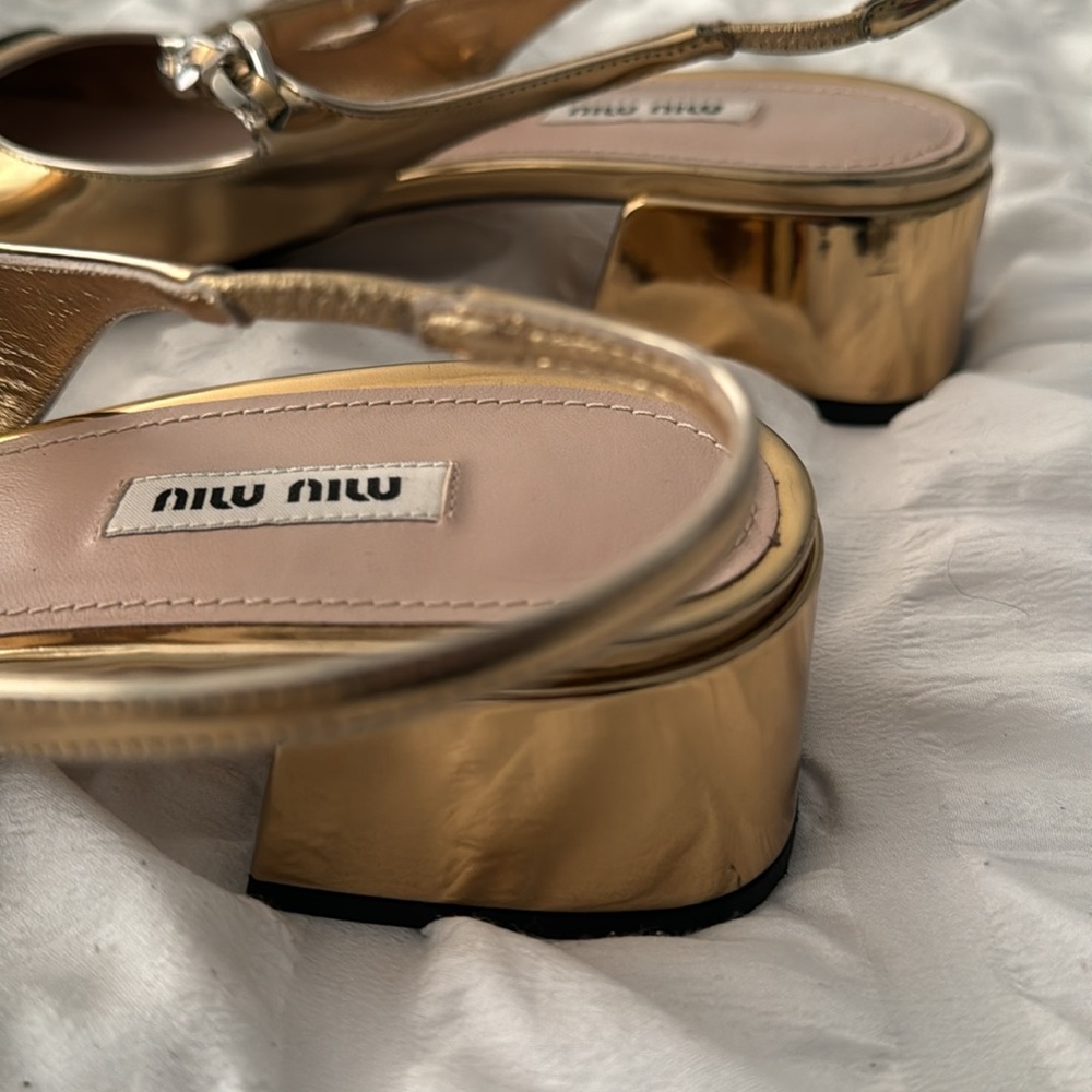 Miu Miu leather Mary Jane sling back shoe - Picture 2 of 5